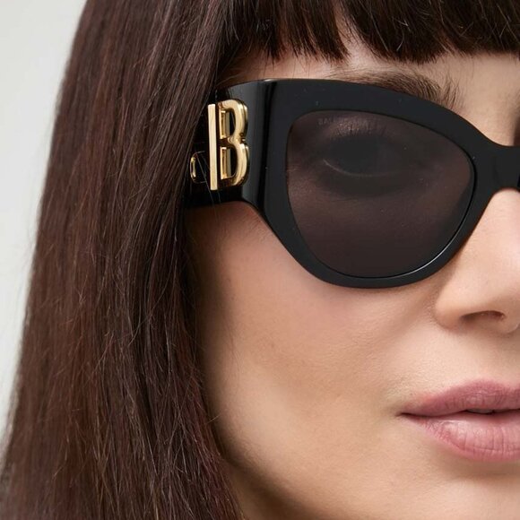 NEW BB0322S 002 BALENCIAGA BLACK CAT EYE WOMEN SUNGLASSES - Picture 4 of 11